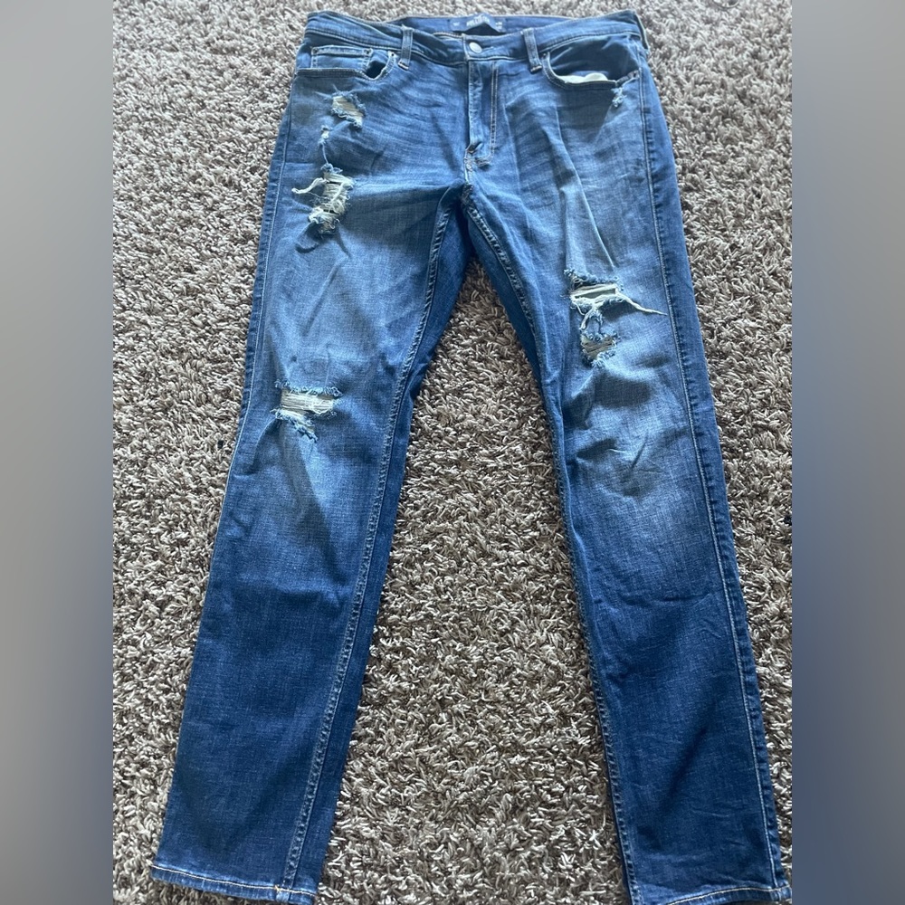Ripped Hollister Blue Jeans 34/32